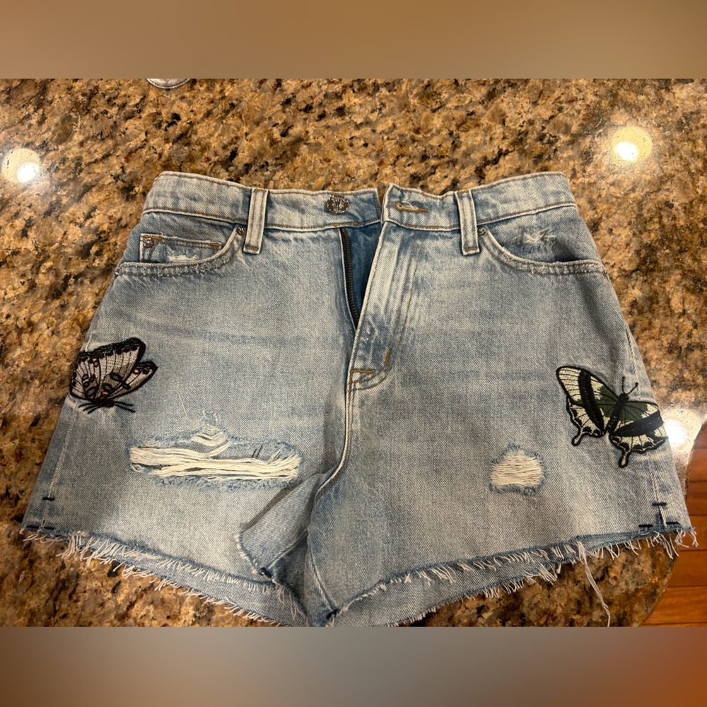 Hudson Jeans Blue Distressed Jean Shorts